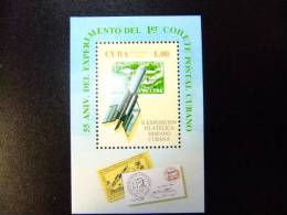 CUBA 1990 COSMONAUTICA PRIMER COHETE POSTAL Yvert Bloc 139 ** MNH - Hojas Y Bloques