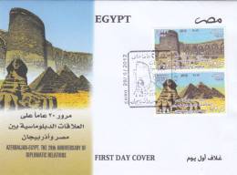 FDC`S EGYPT 2012 AZERBAIJAN EGYPT THE 20TH ANNIVERSARY OF DIPLOMATIC RELATIONS - Covers & Documents