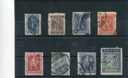 1919-23/1918 Greece- "New Lithographic Values" Complete Set Heavily Used Hinged (1dr. Bend, 2dr. Foxed) - Gebraucht