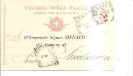 62594) Intero Postale Con 10 C. Effige  Umberto I In  Ovale Da Grosseto A Sinalunga Il 4-4-1903 Pretampato Tipograficame - Postwaardestukken