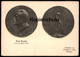 ALTE POSTKARTE PROFESSOR KARL BRANDI 1928 ELISABETH VON ESSEÖ MÜNCHEN Money Coin Münze Medaille Medal Monnaie Nude Nu - Münzen (Abb.)