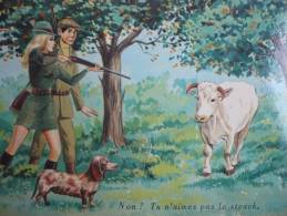 CARRIERE  - Non ! Tu N'aimes Pas Le Steack . - Chasseurs  - Vache - Chien - Carrière, Louis