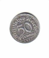 GERMANY    50  PFENNIG  1922 F  (KM # 27) - 50 Renten- & 50 Reichspfennig