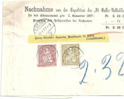 NN-Streifband  "St.Galler Volksblatt"  Uznach - Ilanz           1877 - Brieven En Documenten