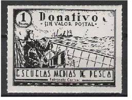 0330-MNH SELLO FISCAL NUEVO ESCUELAS PESCA** 1 PTA REVENUE SELLO FISCAL NUEVO LUJO ** ESCUELAS MEDIAS DE PESCA,PATRONAT - Bienfaisance