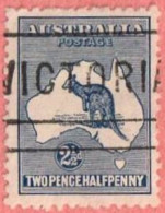 AUS SC #46  1915 Kangaroo And Map  W/straight Line 'VICTORIA", CV $10.50 - Gebruikt