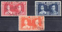 New Zealand 1937 Coronation Set Of 3 Used - Usados