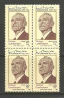 Turkey; 1984 Centenary Of The Birth Of Ismet Inonu (Block Of 4) - Nuovi