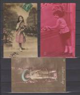 Cartes Colorisées X 6 - Enfants - Fleurs - Je Pense à Vous - Sincère Amitié... - Colecciones, Lotes & Series