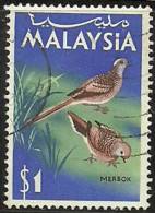 Malaysia 1965 Birds Aves Oiseaux Vegels - Pigeons, Doves - Zebra Dove  - Geopelia Striatacanc - Tauben & Flughühner