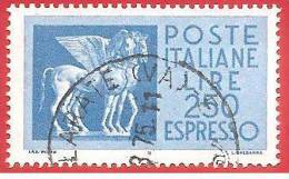 ITALIA REPUBBLICA USATO - 1974 - ESPRESSO - Cavalli Alati, Carta Fluorescente  - £ 250 - S. E37 - Eilpost/Rohrpost