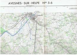 CARTE TOPOGRAPHIQUE N° 5 - 6  1/25000  73cm X 55cm AVESNES SUR HELPE (NORD) - Topographische Karten