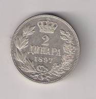 Gh5  Serbia (Serbie) 2 Dinara 1897.Silver Argent Ag Coin - Serbia