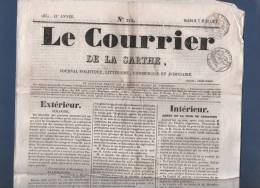 LE COURRIER DE LA SARTHE 3 07 1832 LE MANS - POLOGNE - BRUXELLES - COUR DE CASSATION - DUPIN - NANTES - ALLONNES VENTE - - 1800 - 1849