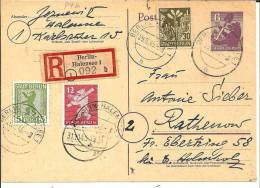 SBZ086 /  Ortseinschreiben Auf GA Mit Baeren-Zusatzfrankatur Halensee-Rathenau (Berlin West) 29.10.45 - Entiers Postaux