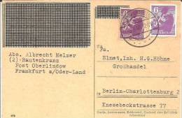 SBZ087 / Geschwärzte Notganzsache Mit 6Pfg. Baerenmarken ( Starker Farbunterschied) 6.3.46 Frankfurt/Oder - Postal  Stationery