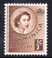 Dominica QEII 1954 ½c Queens Head Definitive, Lightly Hinged Mint (A) - Dominique (...-1978)