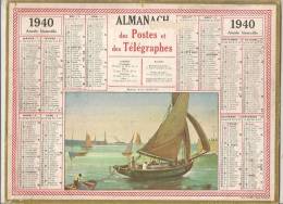 ALMANACH CALENDRIER DES POSTES ET TELEGRAPHES 1940 IMPRIMERIE OLLER 51 MARNE - Grand Format : 1921-40