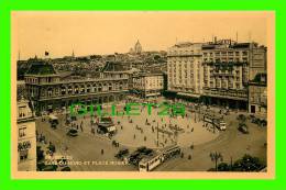 BRUXELLES, BELGIQUE - GARE DU NORD & PLACE ROGIER - TIMBRÉE, 1933 - ÉDITION LUX, SÉRIE BRUXELLES No 7 - - Chemins De Fer, Gares