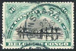 Belgian Congo #50 + 51 Used 40c Congo Canoes From 1910 & 1915 - Gebruikt