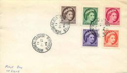 1954 Queen Elizabeth Wilding Portrait  Sc 337-41  Montreal QC Stan B Date Stamp Cancel - 1952-1960