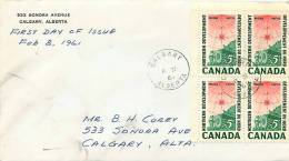 1961 Northern Development Sc 391   Block Of 4 Corey Corner Card   Calgary AB Date Stamp Cancel - 1961-1970