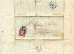 EDIFIL 40 FILIGRANA LAZOS - PARRILLA - CARTA COMPLETA DE MALAGA A ALGECIRAS 1856 - 2 ESCANER - Lettres & Documents