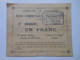 Pas-de-Calais 62 Drocourt , 1ère Guerre Mondiale 1 Franc Série C , R - Bons & Nécessité