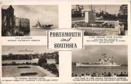 PORTSMOUTH AND SOUTHSEA  MULTIVUE AVEC BATEAUX DE GUERRE - Portsmouth