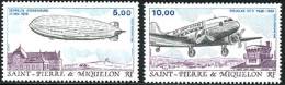 St PIERRE ET MIQUELON 1988  - PA 66 - 67 - Zeppelin - Douglas DC3  - Neuf Sans Charnière - Côte 7,60 €uros - Nuevos