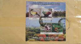 2scans INDIA 2012 Registered Letter FAUNA Biodiversity Animal Monkey Bird Frog MINI SHEET Block MS BF Complete Cover - Lettres & Documents