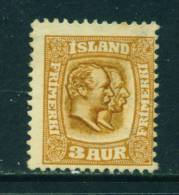 ICELAND - 1907 Kings Christian IX And Frederick VIII  3a Unused (no Gum) - Nuevos