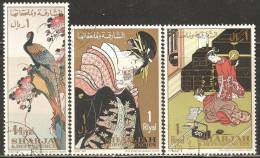 Sharjah 1967 Mi# 350-352 A Used - Post Day / Japanese Art - Sharjah