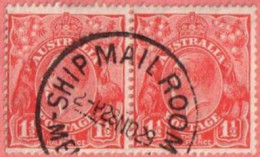 AUS SC #68 PR 1927 King George V  W/SON ("SHIP MAIL ROOM / 28 NO 29"), R Stamp - Sm Adh On Back, CV $3.50 - Usati