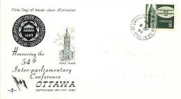 1965  Inter-parliamentary Conference  Sc 441  RoseCraft Cachet  St Catherines ON Date Stamp Cancel - 1961-1970