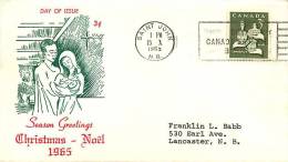 1965 Christmas Issue 3¢ Sc 443  Unknown Cachet St John NB Mechanical Cancel - 1961-1970