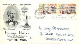 1968  George Brown, Newspaperman  Sc 484 Pair On RoseCraft Cachet - 1961-1970