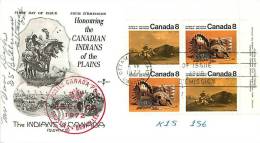 1972  Indians Of The Plains Sc 562-3 UR Plate Block  RoseCraft Cachet Canada Post Belgica 1972 Handstamp - 1961-1970