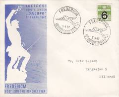 Denmark Sonderstempel Luftpost Udstillingen "DALUFA" FREDERICIA 1942 Cover Brief Stamp Exhibition Waves Overprinted - Covers & Documents