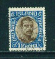 ICELAND - 1920 Christian X 1kr Used As Scan - Oblitérés
