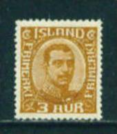 ICELAND - 1920 Christian X 3a Mounted Mint - Unused Stamps