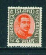 ICELAND - 1920 Christian X 4a Mounted Mint - Nuevos