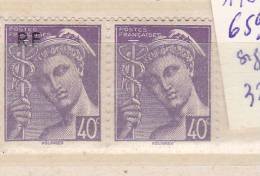 FRANCE N° 659 40C VIOLET TYPE MERCURE SURCHARGE TENANT A NON SURCHARGE SIGNE NEUF SANS CHARNIERE - Unused Stamps