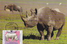 Carte Maximum BULGARIE  N° Yvert  3169 (RHINOCEROS) Obl Sp Ill 1er Jour 1988 - Brieven En Documenten