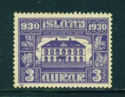 ICELAND - 1930 Parliament Millenary 3a Unused (no Gum) - Ungebraucht