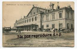 - MARSEILLE - La Gare St-Charles, Arrivée, Belle Animation, Calèches, 1923, écrite, Bonétat, Scans. - Canebière, Stadtzentrum