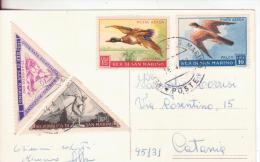 4-San Marino-Saint-Marin-Affrancatura-Affranchissement-Postage 1970-L1+1+10+15-Valori Gemelli-Animali-Sport-Filatelia - Cartas & Documentos