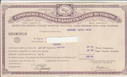 PO8171B# POLIZZA ASSICURAZIONE - COMPAGNIA ANONIMA - TORINO - RAMO INCENDI 1943 - Bank & Insurance