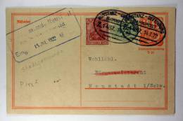 Germany: 1922 Bahnpoststempel, Konstanz-Offenburg, Z.1437 Mit Zusatzfrankatur - Postcards