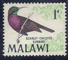 Malawi 1968 Birds Aves Oiseaux Vegels  Scarlet-chested Sunbird Nectarinia Senegalensis MNH (no Gum) - Hummingbirds